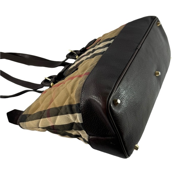 BURBERRY Multicolor Canvas Quilted House Check Manor Tote Bag Made in Italy - Picture 16 of 17